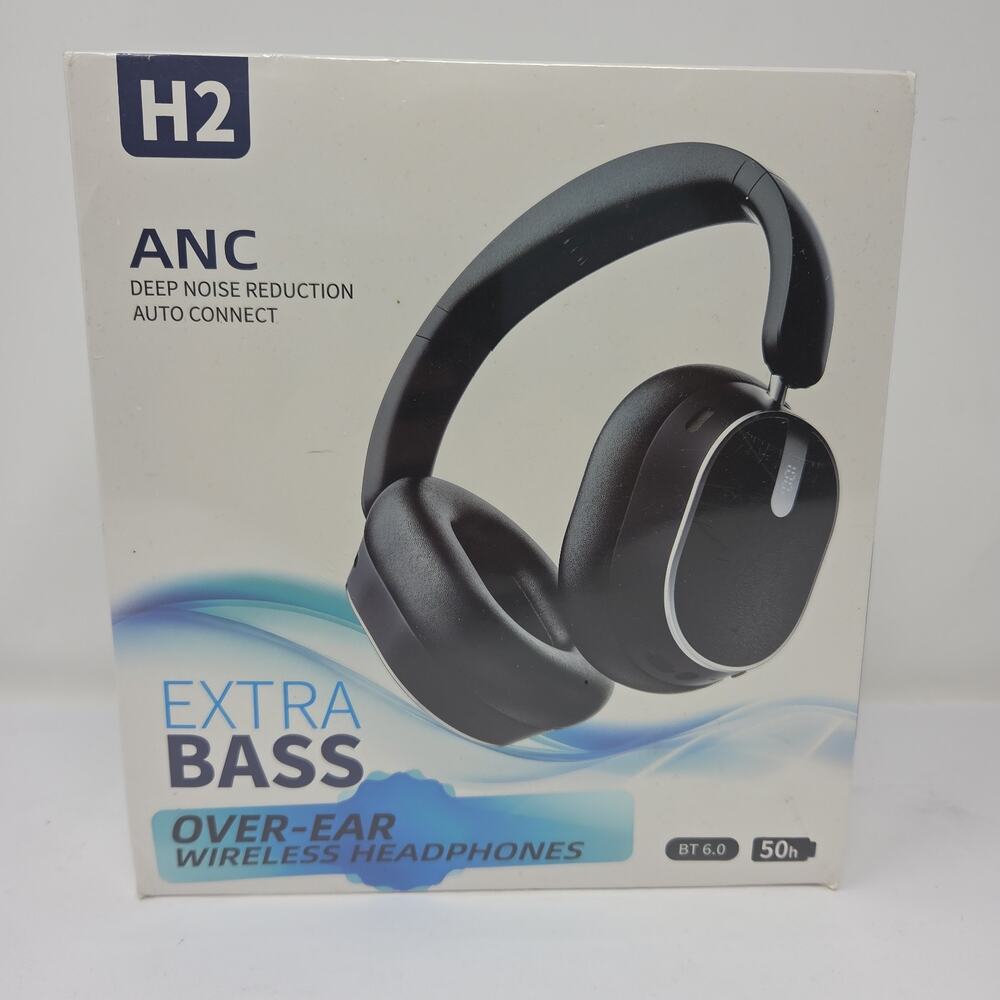 H2 Bluetooth Over-Ear Headphones ANC Extra Bass Foldable Black